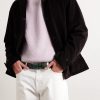 4cm Cotton-Blend Corduroy and Leather Belt - FR 4cm Cotton-Blend Corduroy and Leather Belt - FR