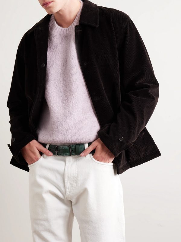 4cm Cotton-Blend Corduroy and Leather Belt - FR 4cm Cotton-Blend Corduroy and Leather Belt - FR