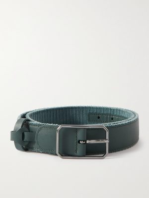 4cm Cotton-Blend Corduroy and Leather Belt