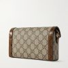 Horsebit 1955 Leather-Trimmed Printed Coated-Canvas Shoulder Bag - BK