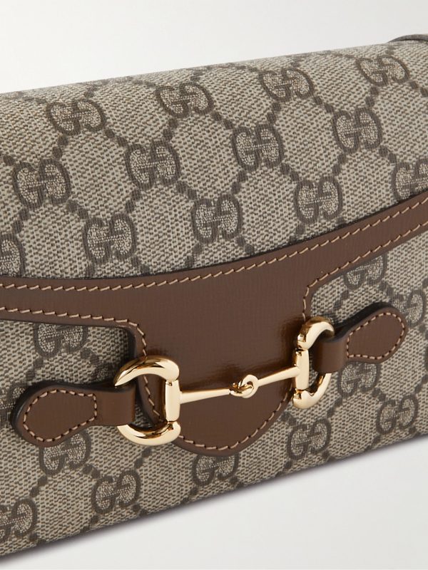 Horsebit 1955 Leather-Trimmed Printed Coated-Canvas Shoulder Bag - CU
