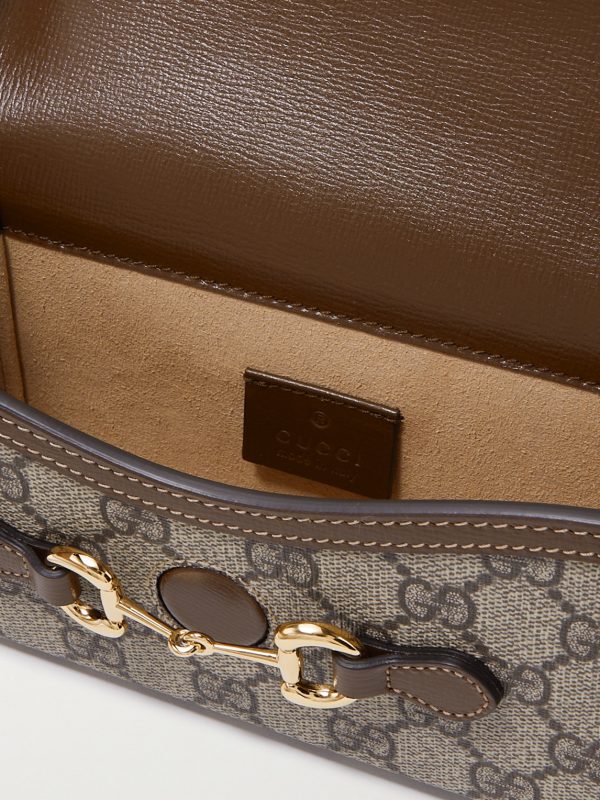 Horsebit 1955 Leather-Trimmed Printed Coated-Canvas Shoulder Bag - E1