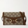 Horsebit 1955 Leather-Trimmed Printed Coated-Canvas Shoulder Bag