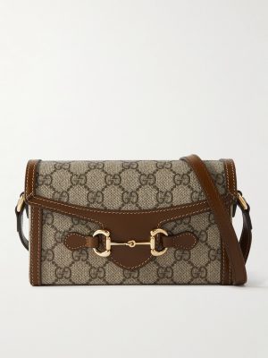 Horsebit 1955 Leather-Trimmed Printed Coated-Canvas Shoulder Bag