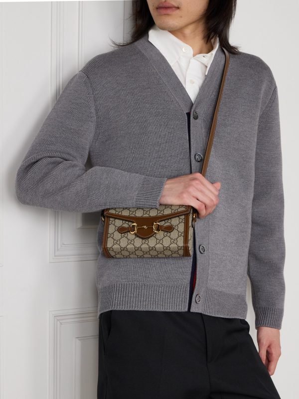 Horsebit 1955 Leather-Trimmed Printed Coated-Canvas Shoulder Bag - OU