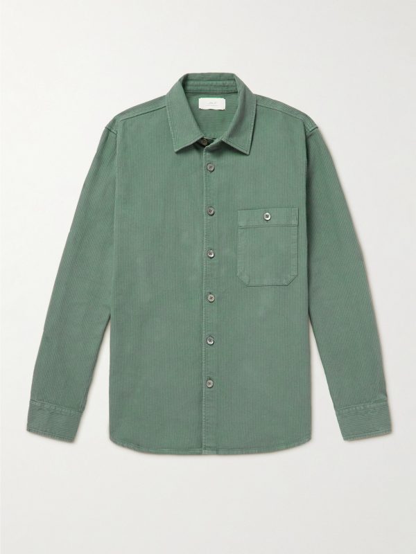 Garment-Dyed Ribbed Cotton Shirt