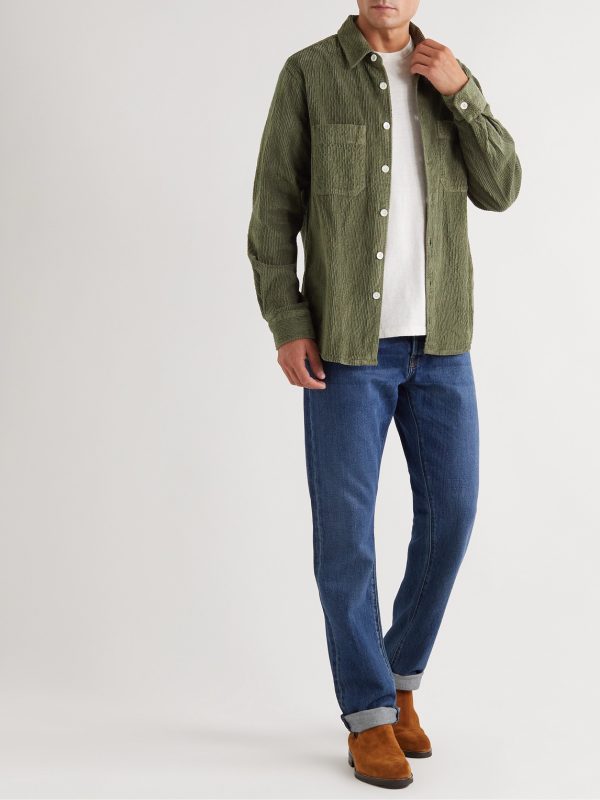 Garment-Dyed Cotton-Blend Corduroy Shirt - OU Garment-Dyed Cotton-Blend Corduroy Shirt - OU