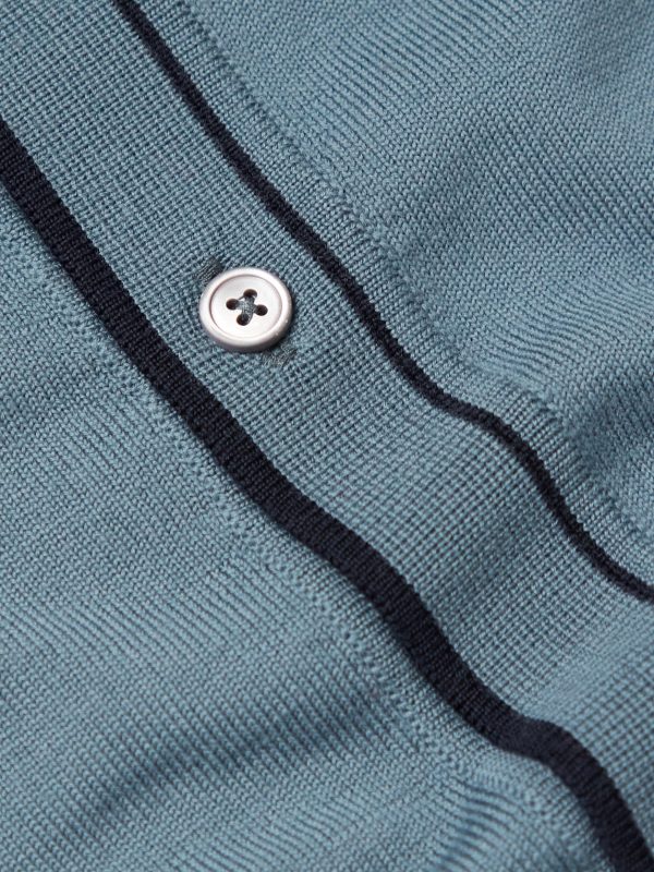 Contrast-Tipped Wool Cardigan - E1 Contrast-Tipped Wool Cardigan - E1
