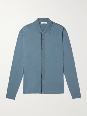 Contrast-Tipped Wool Cardigan Contrast-Tipped Wool Cardigan