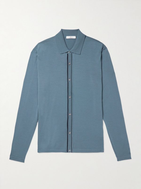 Contrast-Tipped Wool Cardigan Contrast-Tipped Wool Cardigan