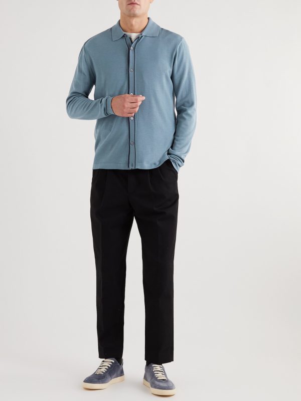 Contrast-Tipped Wool Cardigan - OU Contrast-Tipped Wool Cardigan - OU