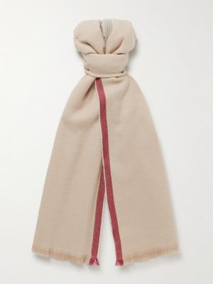 Fringed Striped Wool and Cashmere-Blend Scarf Fringed Striped Wool and Cashmere-Blend Scarf