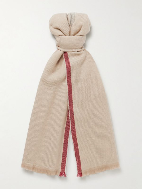 Fringed Striped Wool and Cashmere-Blend Scarf Fringed Striped Wool and Cashmere-Blend Scarf