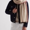 Fringed Striped Wool and Cashmere-Blend Scarf - OU Fringed Striped Wool and Cashmere-Blend Scarf - OU