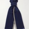 Fringed Striped Wool and Cashmere-Blend Scarf
