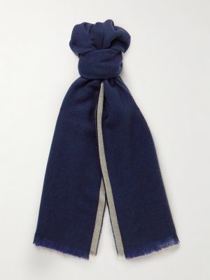 Fringed Striped Wool and Cashmere-Blend Scarf Fringed Striped Wool and Cashmere-Blend Scarf
