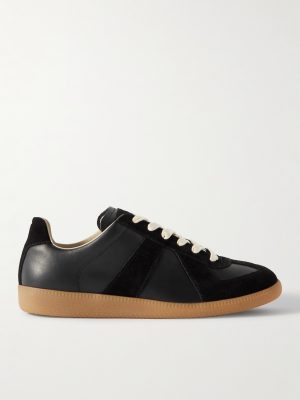 Replica Leather and Suede Sneakers