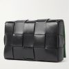 Intrecciato Leather Messenger Bag - BK Intrecciato Leather Messenger Bag - BK