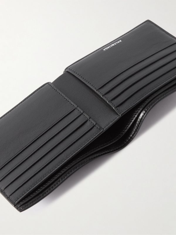 Logo-Print Cross-Grain Leather Billfold Wallet - E1