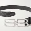 4cm Logo-Embellished Monogrammed Coated-Canvas Belt - E1
