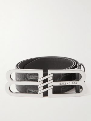 4cm Logo-Embellished Monogrammed Coated-Canvas Belt