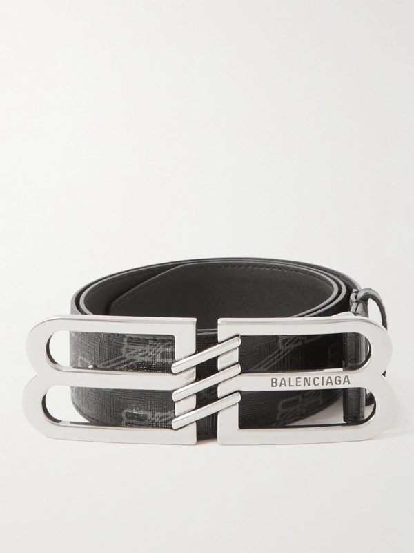 4cm Logo-Embellished Monogrammed Coated-Canvas Belt