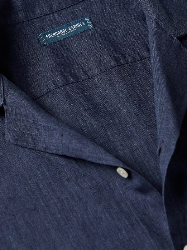 Angelo Camp-Collar Linen Shirt - CU