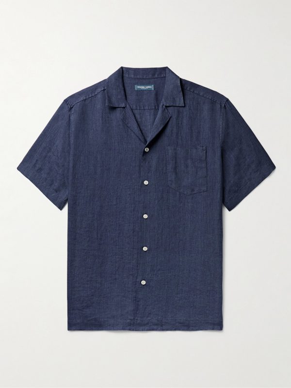 Angelo Camp-Collar Linen Shirt