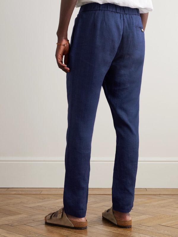 Oscar Straight-Leg Linen and Cotton-Blend Drawstring Trousers - BK Oscar Straight-Leg Linen and Cotton-Blend Drawstring Trousers - BK