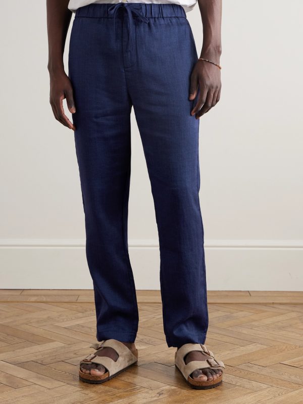 Oscar Straight-Leg Linen and Cotton-Blend Drawstring Trousers - FR Oscar Straight-Leg Linen and Cotton-Blend Drawstring Trousers - FR