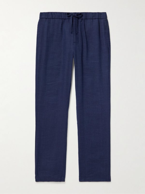 Oscar Straight-Leg Linen and Cotton-Blend Drawstring Trousers Oscar Straight-Leg Linen and Cotton-Blend Drawstring Trousers