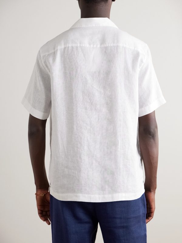 Angelo Camp-Collar Linen Shirt - BK