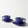 + Ginori Set of Two Porcelain Tea Cups and Saucers + Ginori Set of Two Porcelain Tea Cups and Saucers