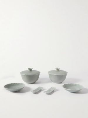 + Ginori Asia Set of Two Porcelain Bowls and Chopstick Holders + Ginori Asia Set of Two Porcelain Bowls and Chopstick Holders
