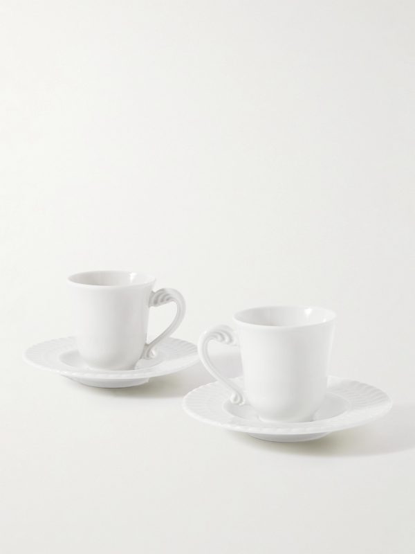 Porcelain Set of Two Espresso Cups and Saucers - BK Porcelain Set of Two Espresso Cups and Saucers - BK