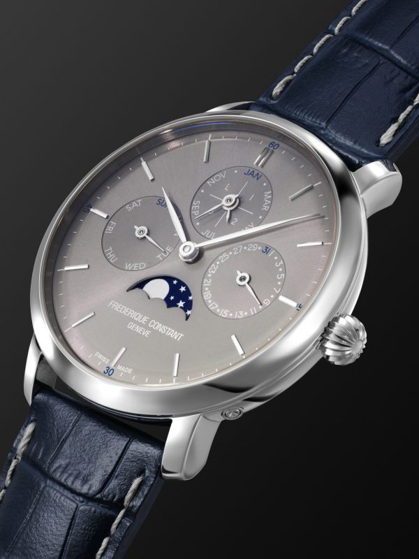 Slimline Automatic Perpetual Calendar Moon-Phase 42mm Stainless Steel and Leather Watch, Ref. No. FC-775G4S6 - FR Slimline Automatic Perpetual Calendar Moon-Phase 42mm Stainless Steel and Leather Watch, Ref. No. FC-775G4S6 - FR