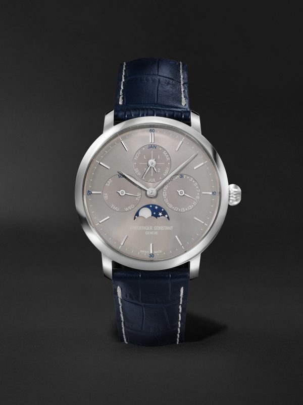 Slimline Automatic Perpetual Calendar Moon-Phase 42mm Stainless Steel and Leather Watch, Ref. No. FC-775G4S6 Slimline Automatic Perpetual Calendar Moon-Phase 42mm Stainless Steel and Leather Watch, Ref. No. FC-775G4S6