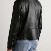 Slim-Fit Zip-Detailed Leather Biker Jacket - BK Slim-Fit Zip-Detailed Leather Biker Jacket - BK