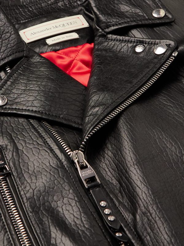 Slim-Fit Zip-Detailed Leather Biker Jacket - CU Slim-Fit Zip-Detailed Leather Biker Jacket - CU