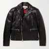 Slim-Fit Zip-Detailed Leather Biker Jacket Slim-Fit Zip-Detailed Leather Biker Jacket