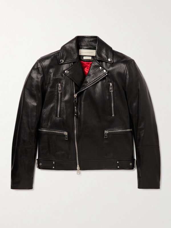 Slim-Fit Zip-Detailed Leather Biker Jacket Slim-Fit Zip-Detailed Leather Biker Jacket