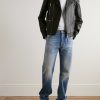 Slim-Fit Zip-Detailed Leather Biker Jacket - OU Slim-Fit Zip-Detailed Leather Biker Jacket - OU