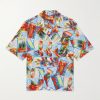 Camp-Collar Printed Cotton-Seersucker Shirt