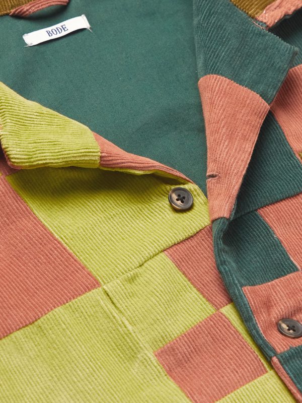 Camp-Collar Patchwork Cotton-Corduroy Overshirt - CU Camp-Collar Patchwork Cotton-Corduroy Overshirt - CU