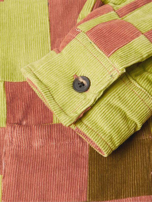 Camp-Collar Patchwork Cotton-Corduroy Overshirt - E1 Camp-Collar Patchwork Cotton-Corduroy Overshirt - E1