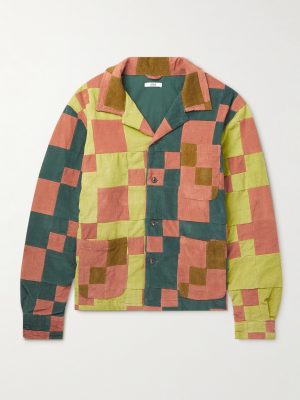 Camp-Collar Patchwork Cotton-Corduroy Overshirt Camp-Collar Patchwork Cotton-Corduroy Overshirt