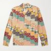 Diagonal Square Convertible-Collar Patchwork Cotton-Poplin Shirt Diagonal Square Convertible-Collar Patchwork Cotton-Poplin Shirt