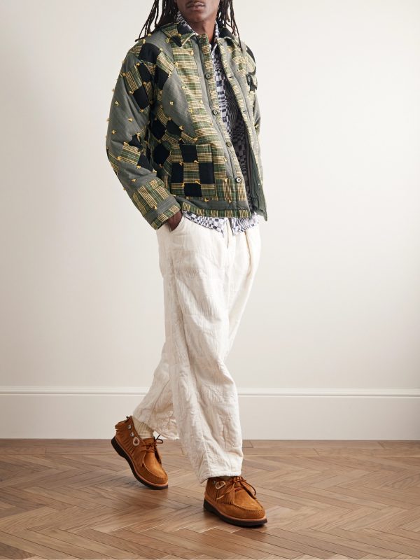 Patchwork Corduroy-Trimmed Cotton Jacket - OU Patchwork Corduroy-Trimmed Cotton Jacket - OU
