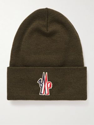 Appliquéd Ribbed Wool Beanie