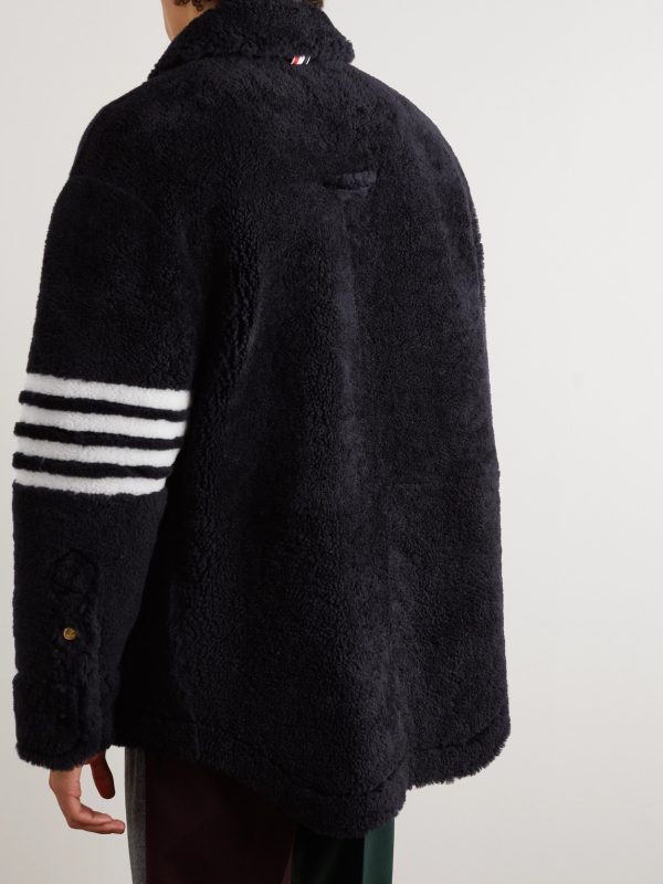 Oversized Striped Shearling Jacket - BK Oversized Striped Shearling Jacket - BK